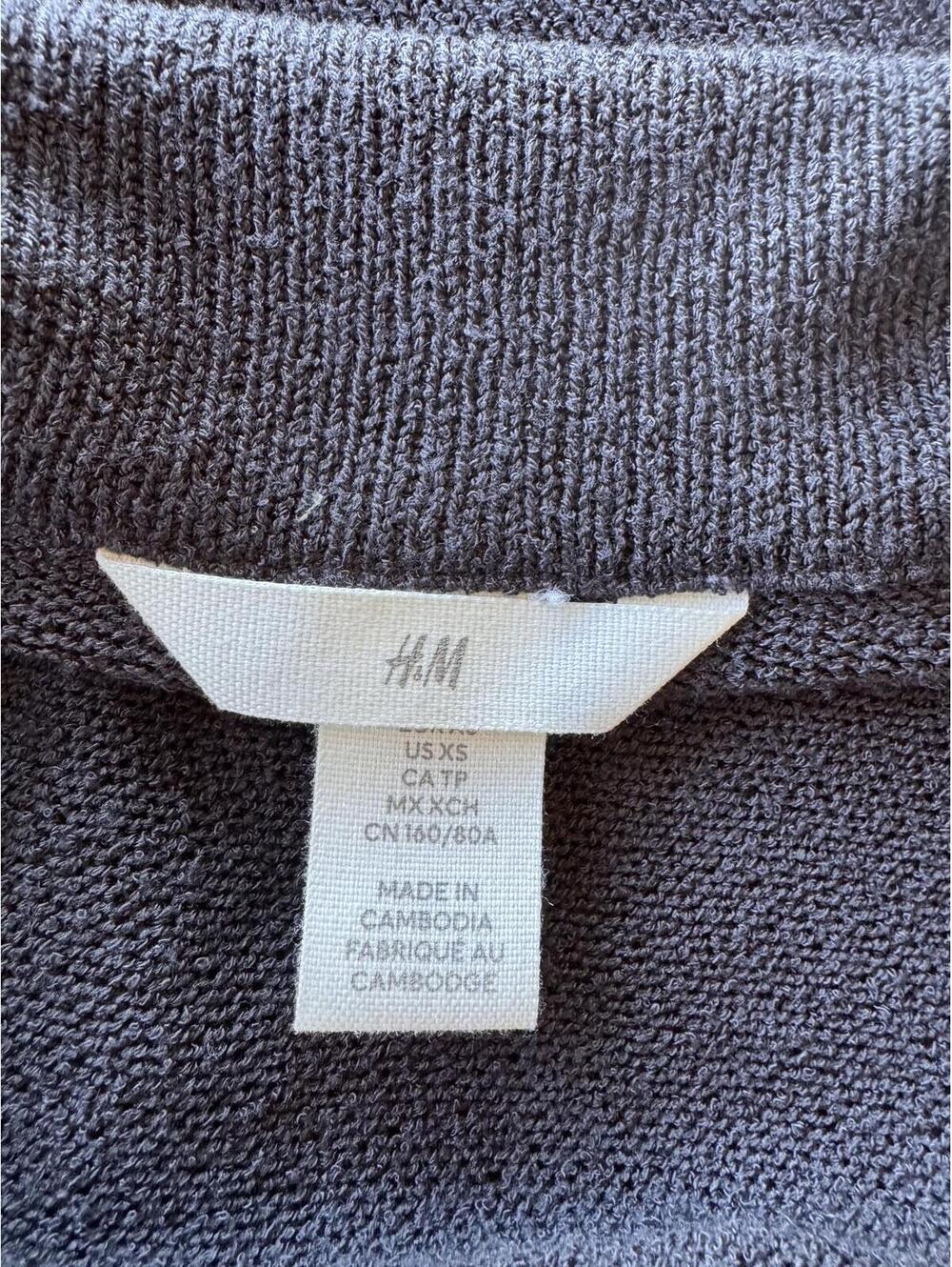 H&M Black Collared Knitted Polo Top XS Textured Short Sleeve Loose Fit - Picture 5 of 5